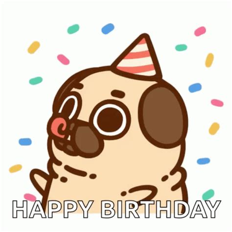com Share Free Happy Birthday Animated Cards httppawhappybirthday. . Happy birthday pug gif